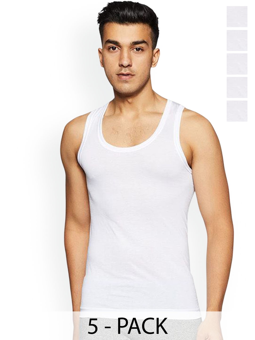 

Rupa Pack Of 5 Pure Cotton Innerwear Vests - Frontline-Air-Whit-RN-5-85, White