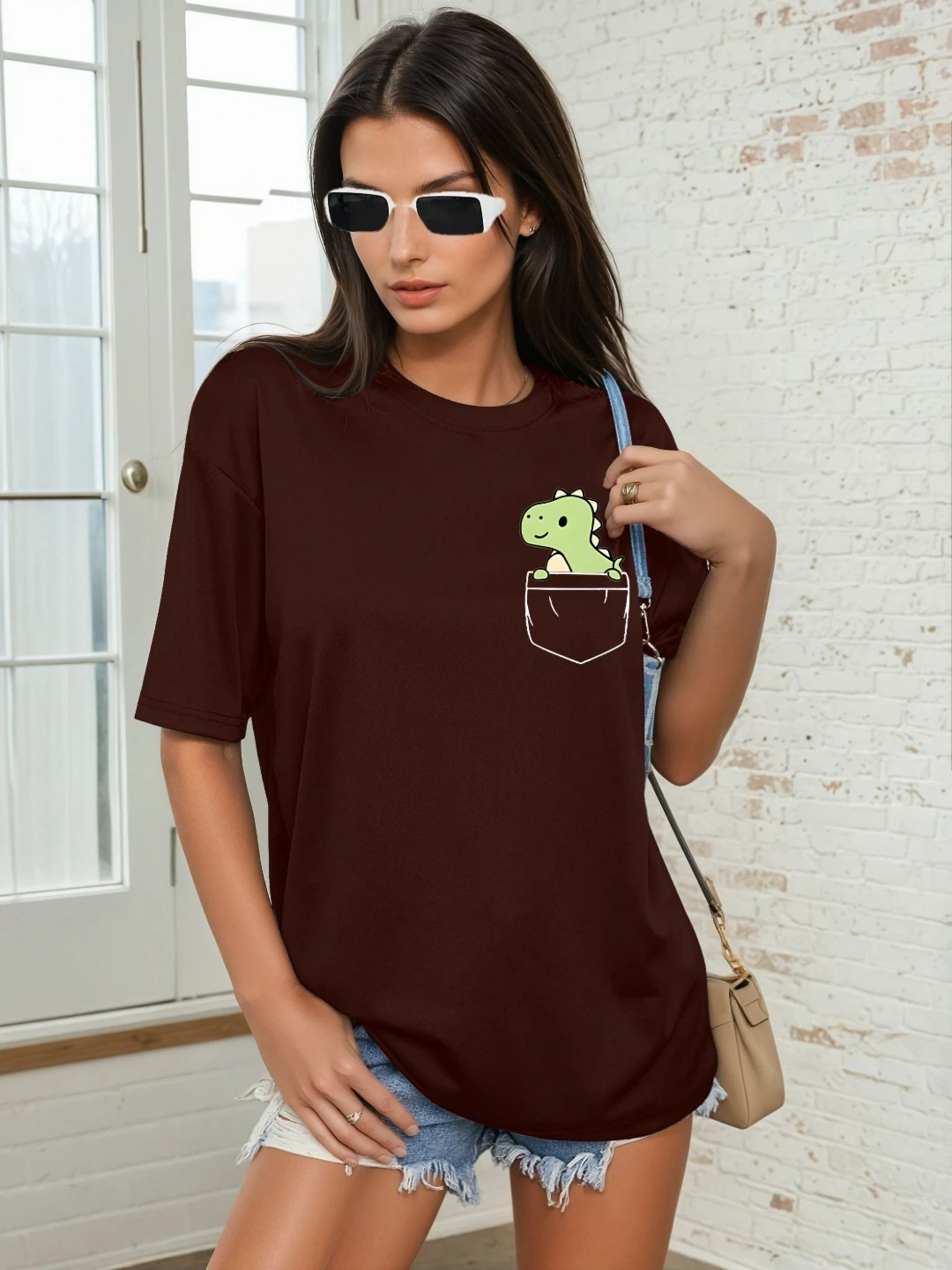 

CORSICA Women Graphic Printed Round Neck Relaxed Fit T-shirt, Brown