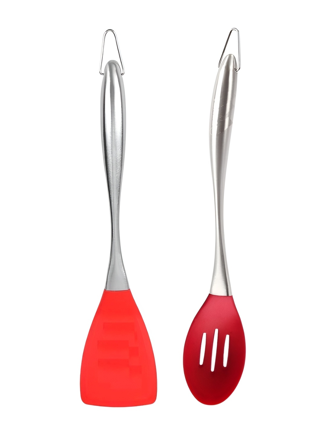 

Baskety Red & Steel 2 Pieces Cooking Spoon With Plain Slotted Spatula