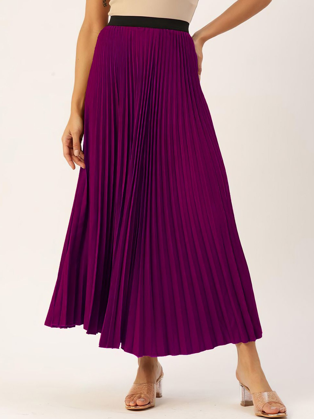 

ZWERLON Linen A-Line Maxi Skirt, Purple