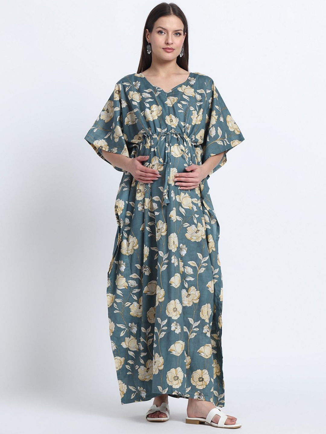 

Aujjessa Printed Maxi Nightdress, Grey melange