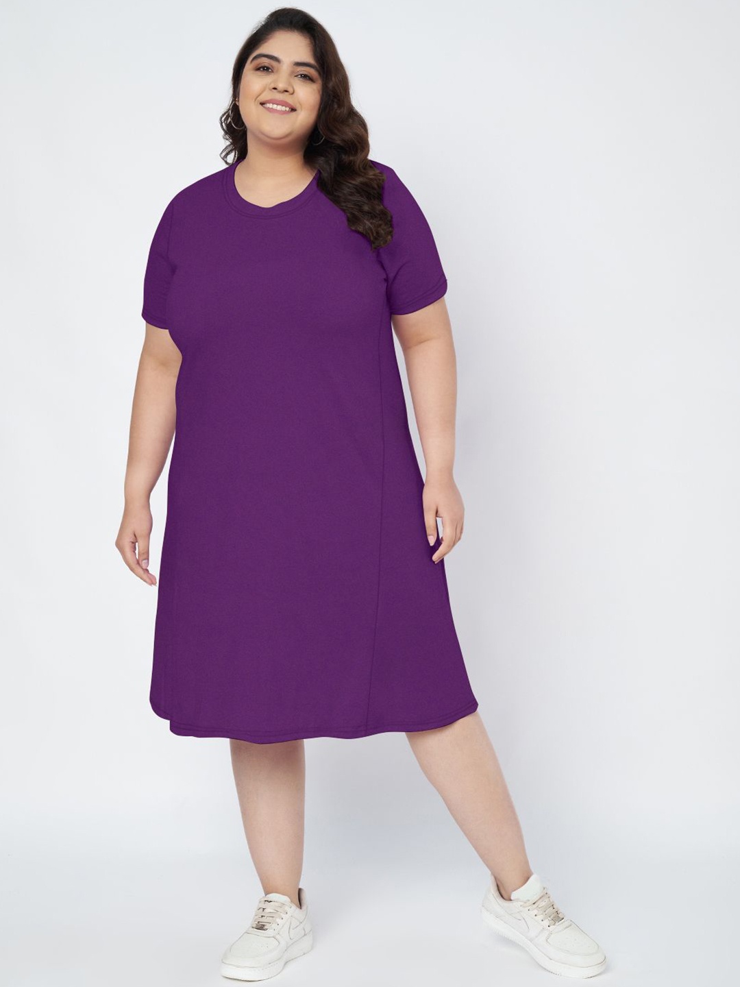 

BRINNS Women Plus Size Cotton T-shirt Dress, Purple