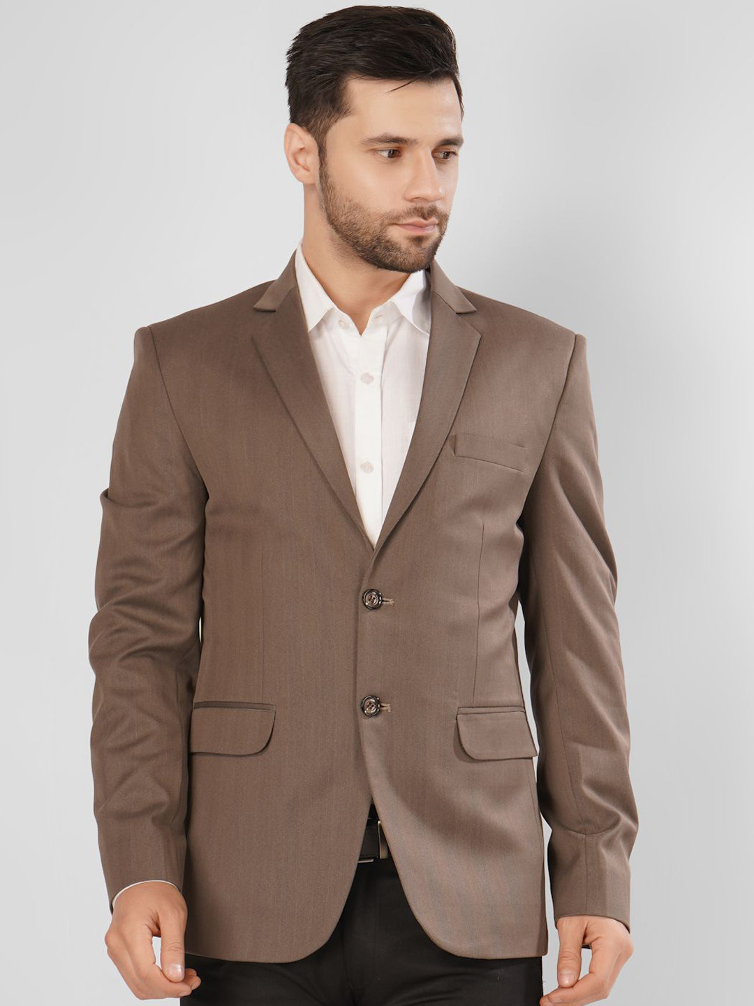 

Wintage Notched Lapel Collar Single-Breasted Formal Blazer, Brown