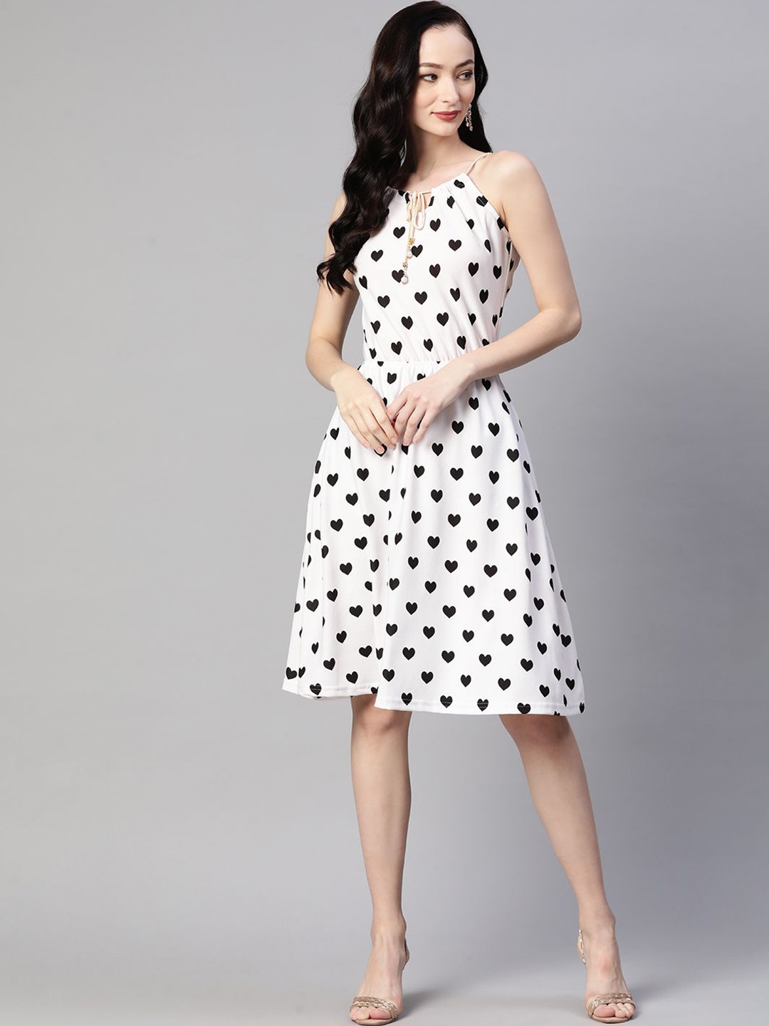 

KALINI Women Printed Fit & Flare Dress, White