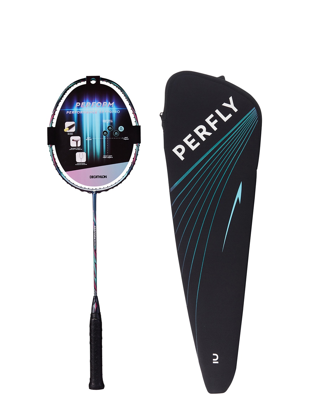 

PERFLY By Decathlon Carbon Fiber Badminton Racquet, Black