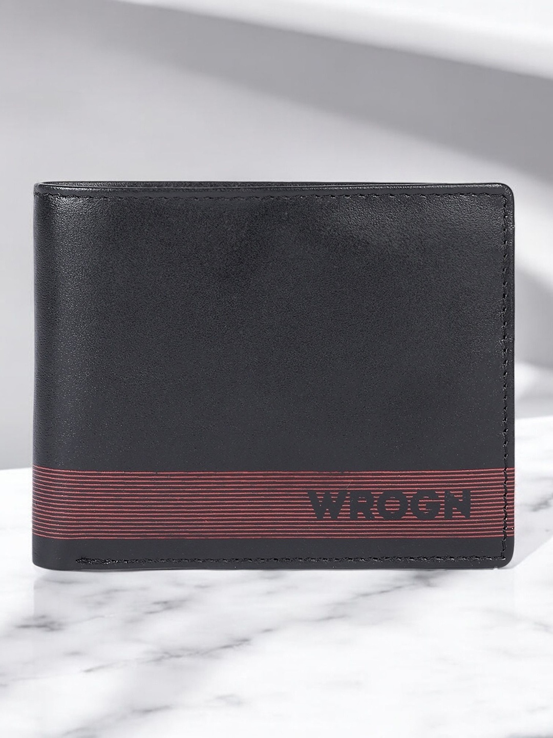 

WROGN Men Leather Two Fold Wallet, Red