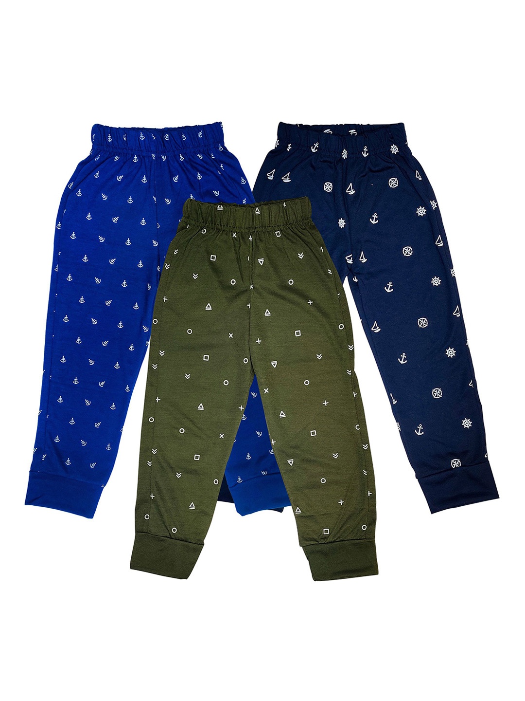 

Surfbae Kids Pack Of 3 Printed Relaxed Fit Dri-FIT Cotton Mid-Rise Joggers, Blue