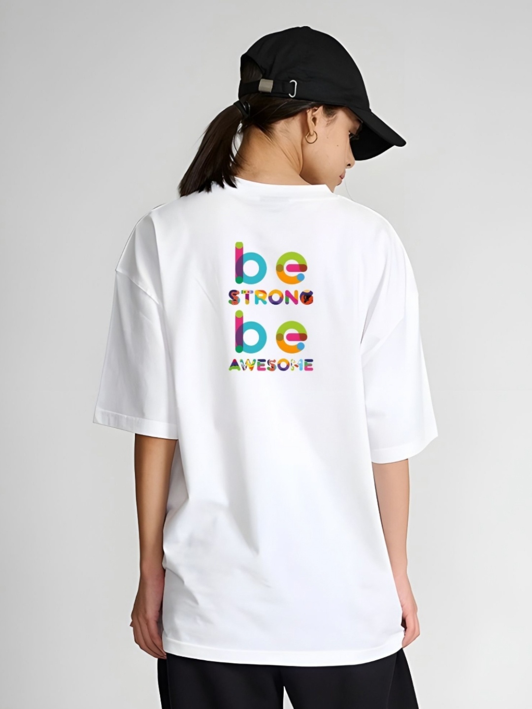 

Moda Rapido Women Typography Printed Round Neck Cotton Oversized T-shirt, White