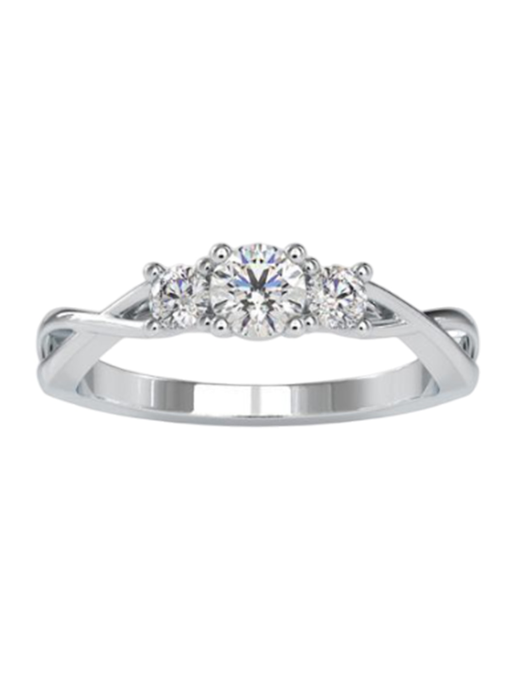 

Emori Women Timeless 18Kt White Gold Three Stone 0.52CT Diamond Ring 3.88gm, Silver