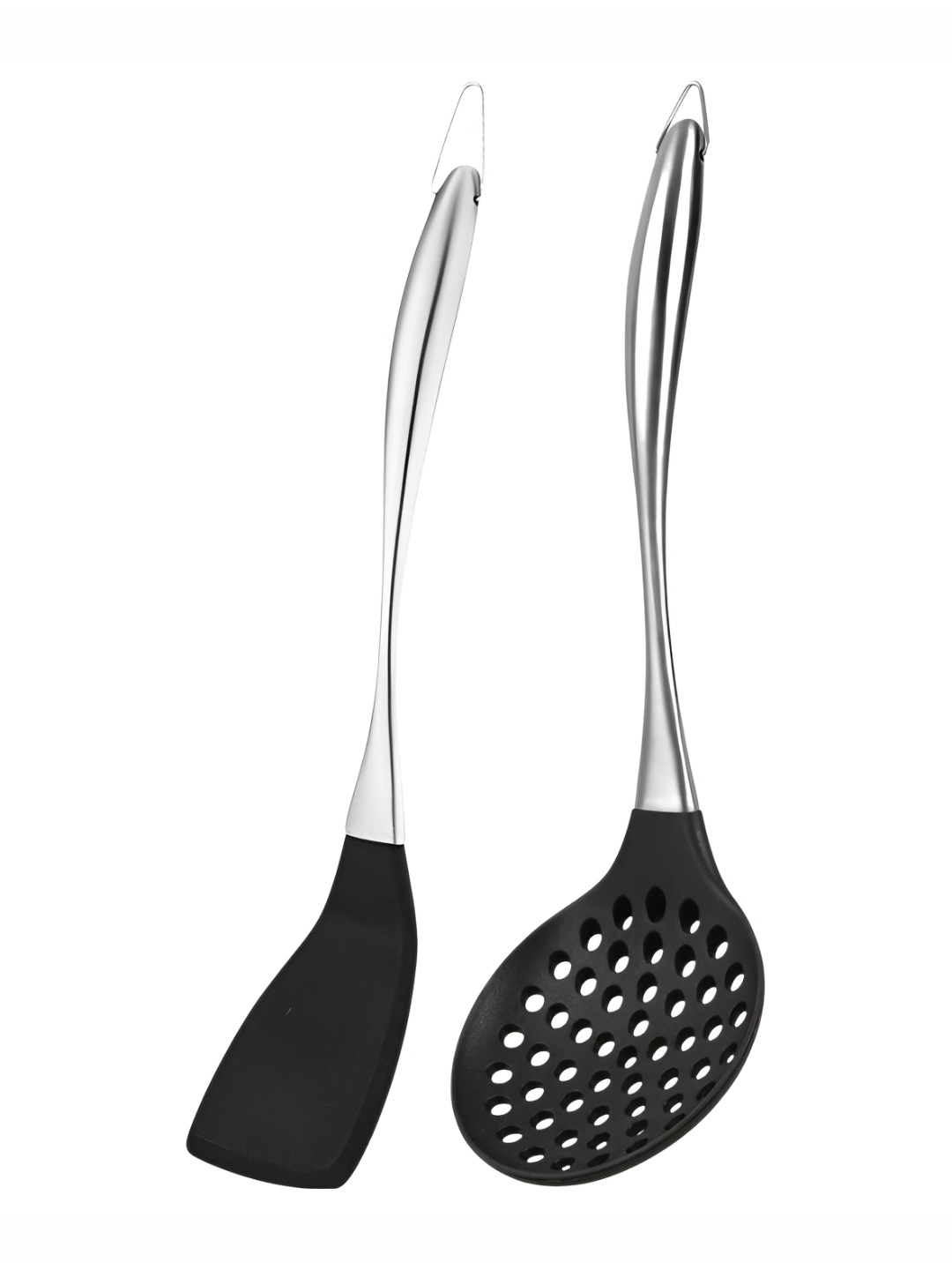 

Baskety Black 2 Pieces Skimmer Spatula With Plain Slotted Spatula