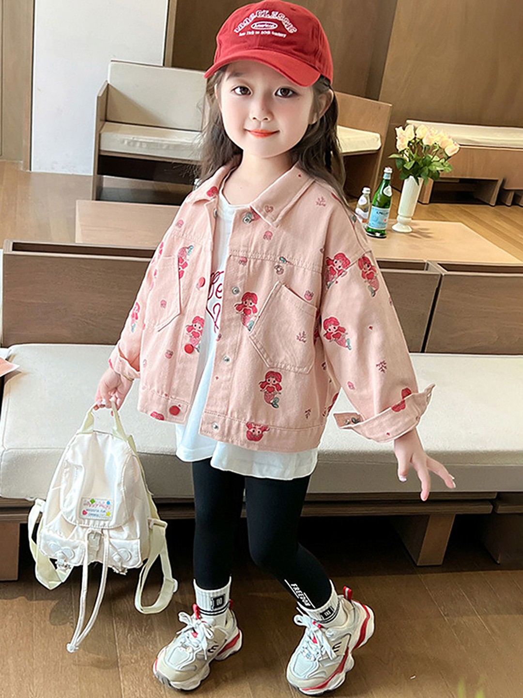 

LULU & SKY Girls Graphic Printed Denim Jacket, Pink