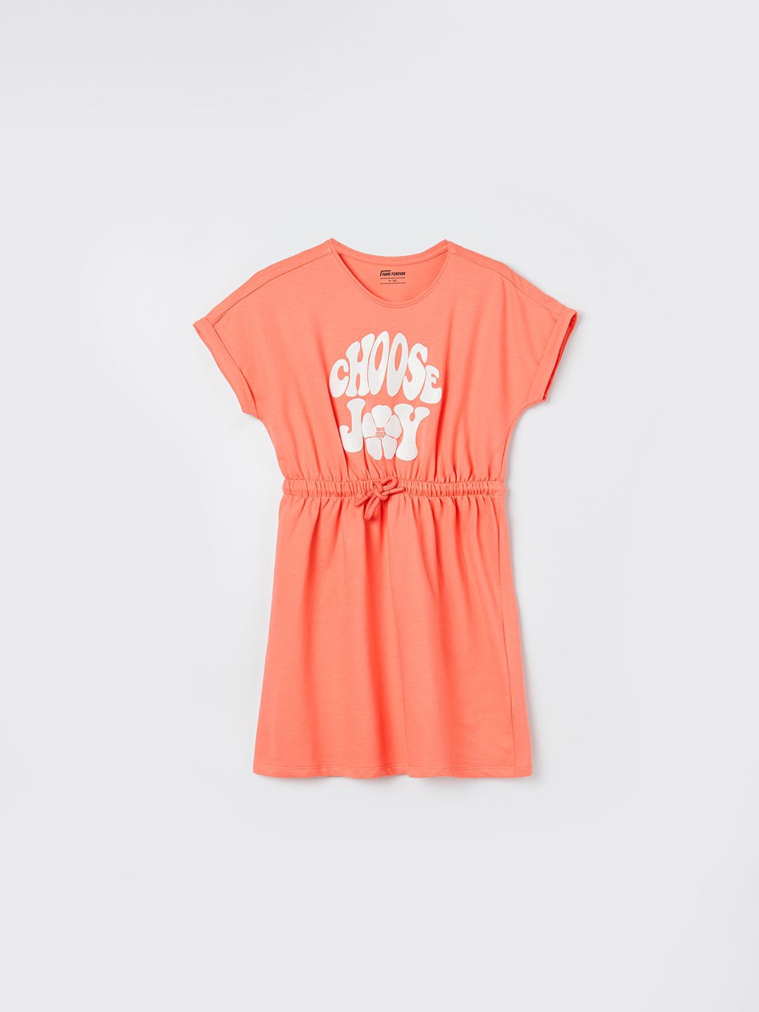 

Fame Forever by Lifestyle Girls Typography Printed Cotton A-Line Dress, Coral