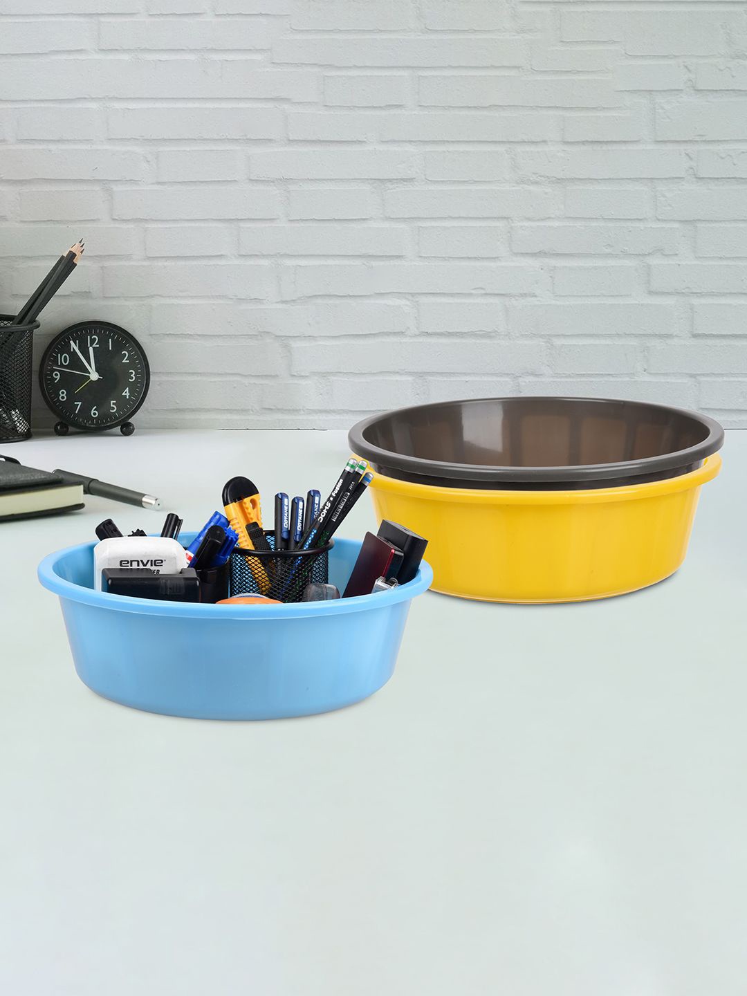 

Kuber Industries Yellow & Grey 3 Pieces Regular Desk Organisers