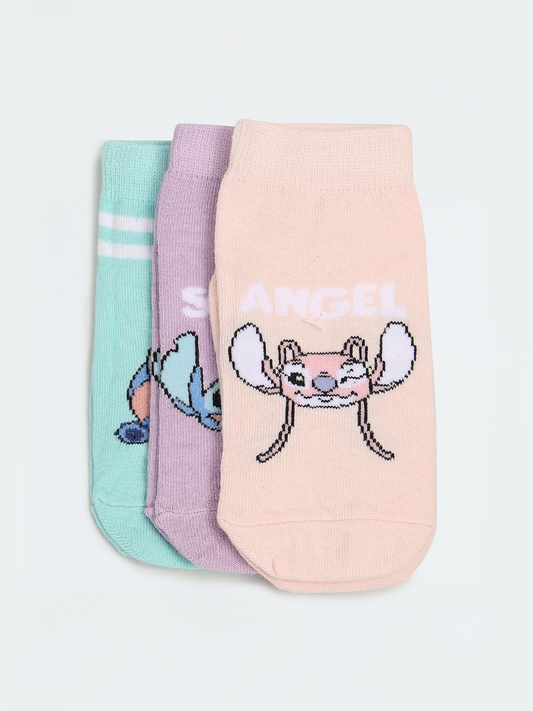 

max Girls Pack Of 3 Patterned Ankle-Length Socks, Peach