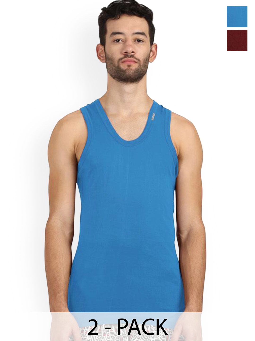 

Rupa Pack Of 3 Pure Cotton Assorted Innerwear Vests Frontline-Color-Asst-RN-3-100, Blue
