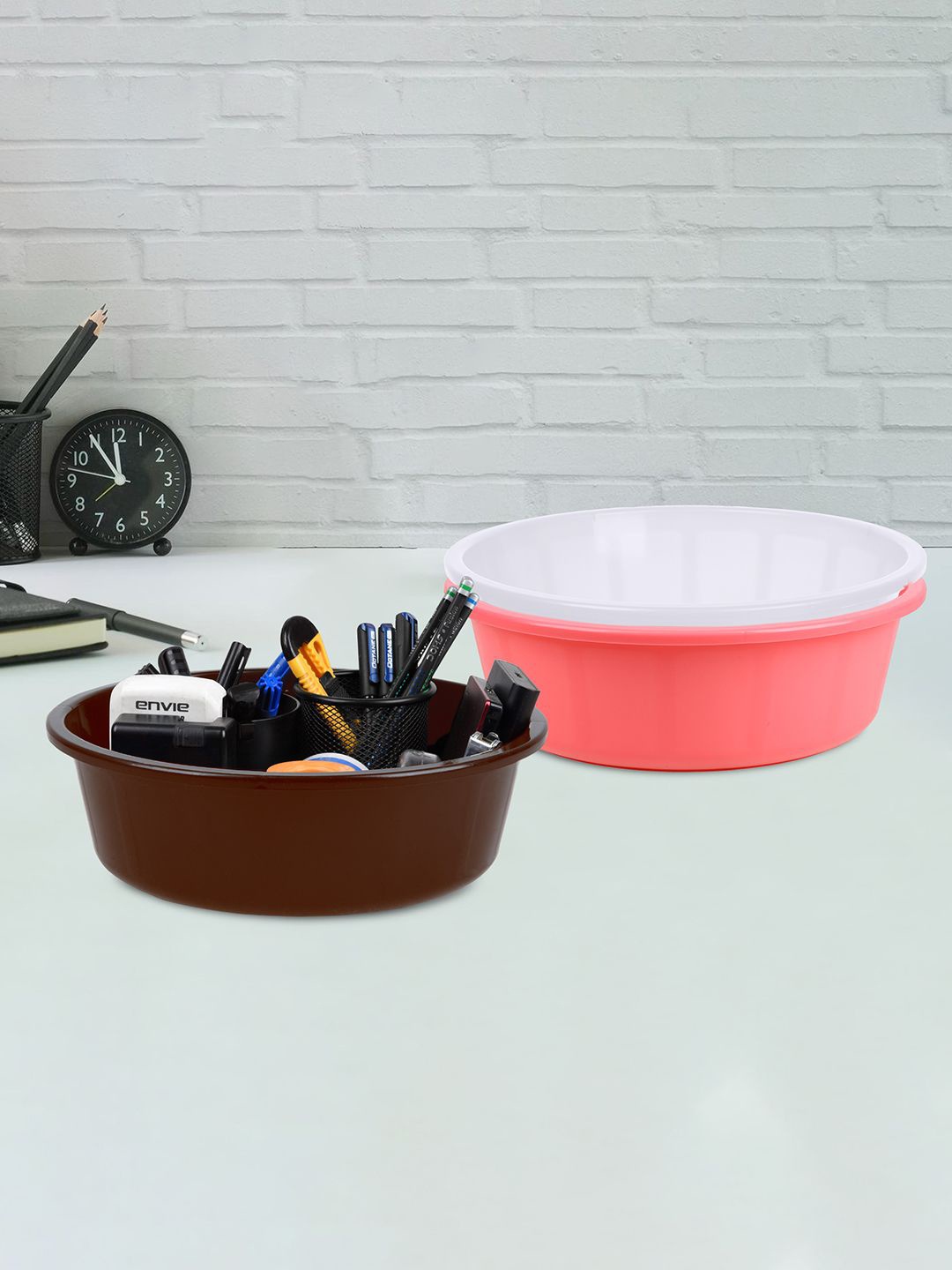 

Kuber Industries Pink & White 3 Pieces Multipurpose Storage Organizer 6L