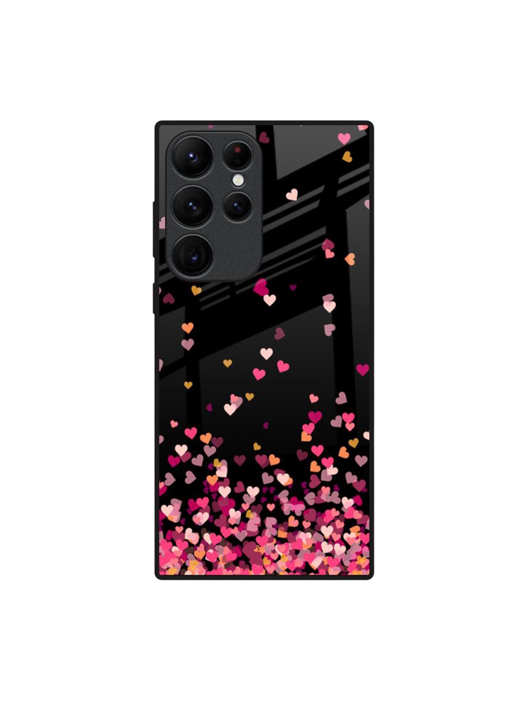 

QRIOH Heart Rain Fall Printed Samsung Galaxy S22 Ultra Back Case, Black