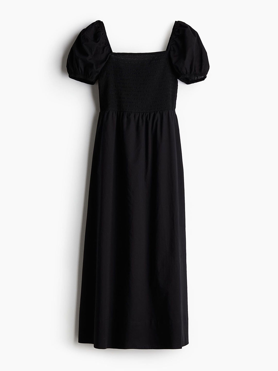 

H&M Puff-Sleeved Cotton Dress, Black