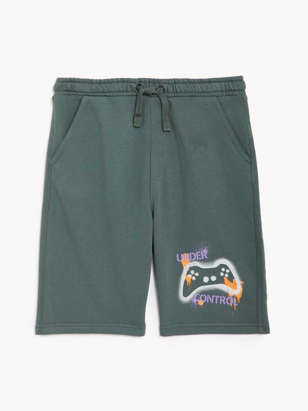

Marks & Spencer Boys Printed High-Rise Shorts, Green