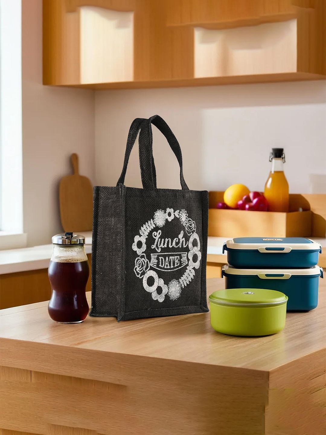 

Kuber Industries Other Prints Lunch bags Travel Accessory, Black