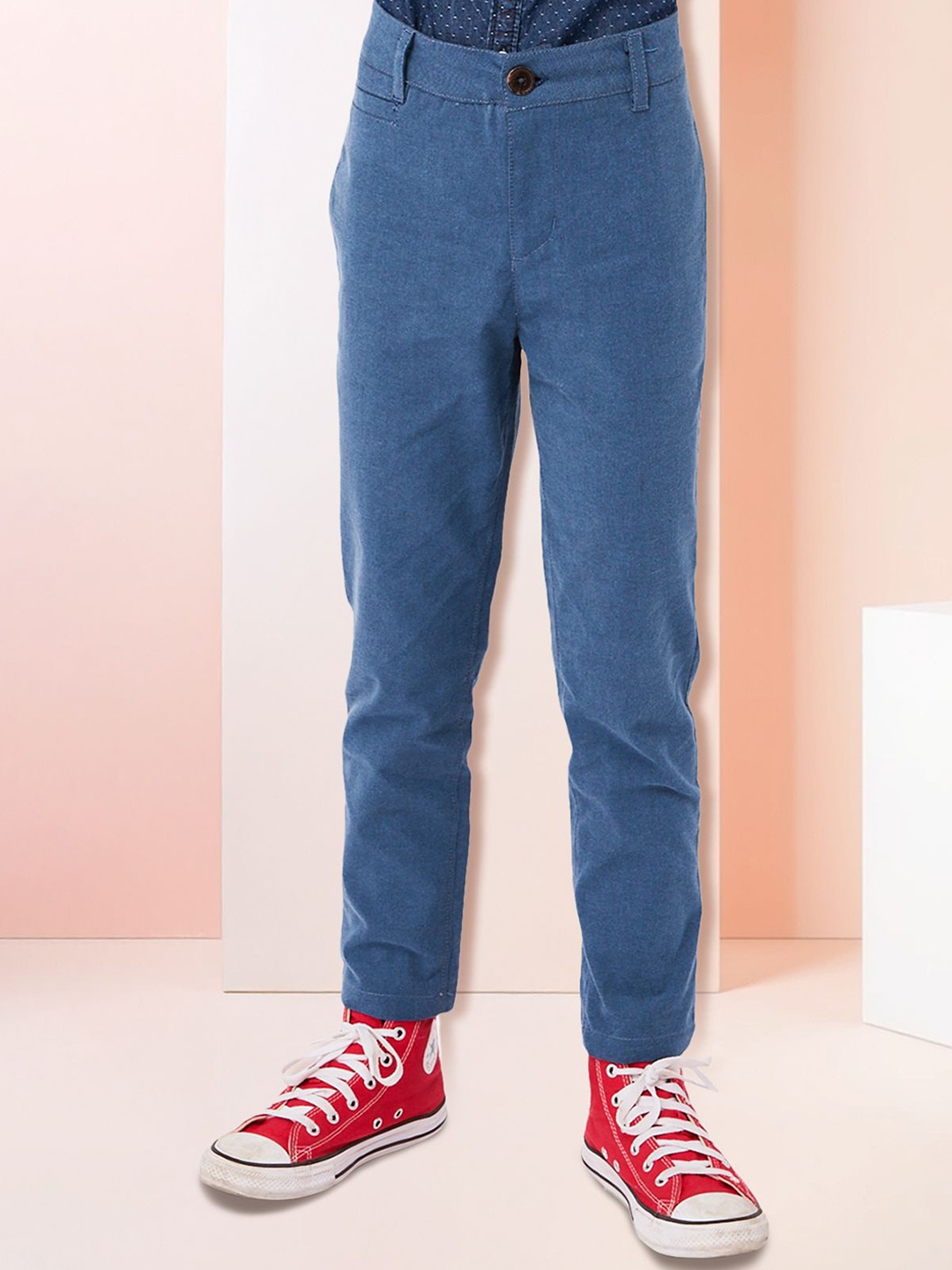 

FOREVER FRIDAY Boys Cotton Mid-Rise Trousers, Blue