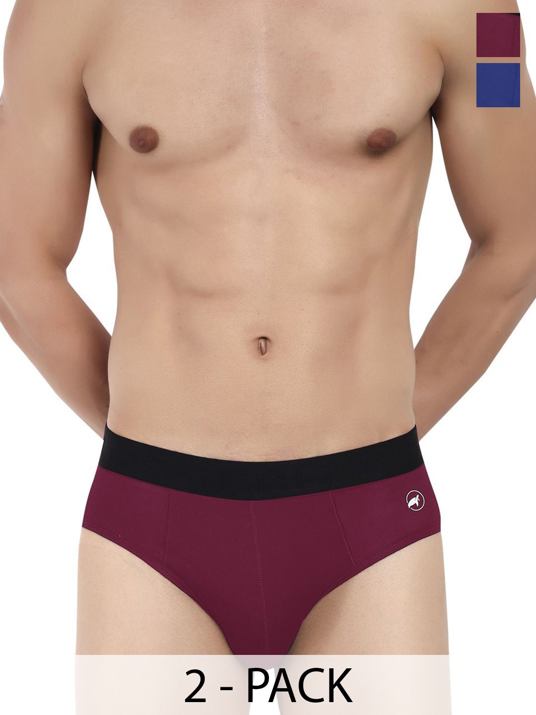 

LOGGERHEAD Pack Of 2 Cotton Mid-Rise Basic Briefs LHMB002-Blue-Maroon