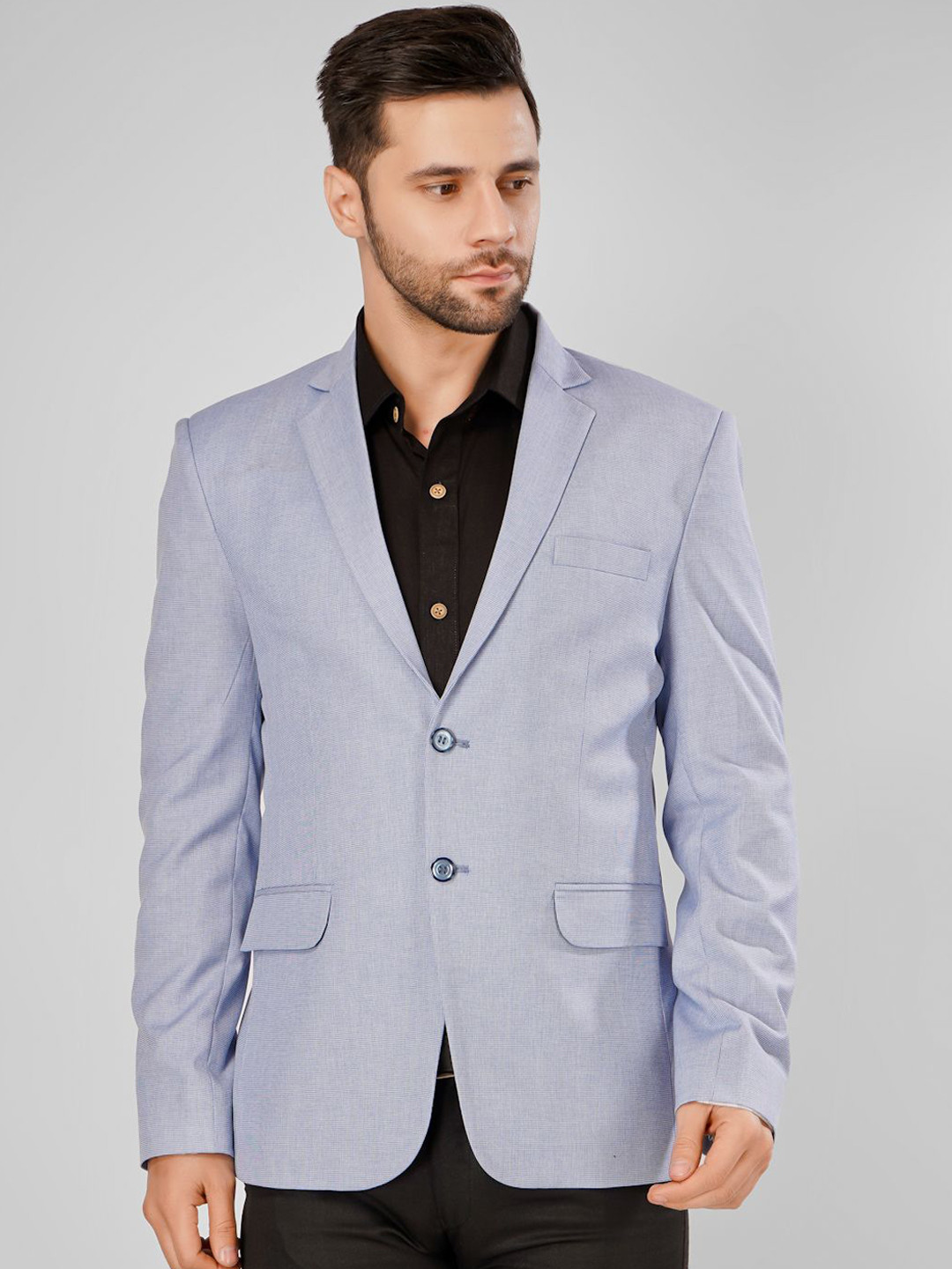 

Wintage Notched Lapel Collar Single-Breasted Blazer, Blue