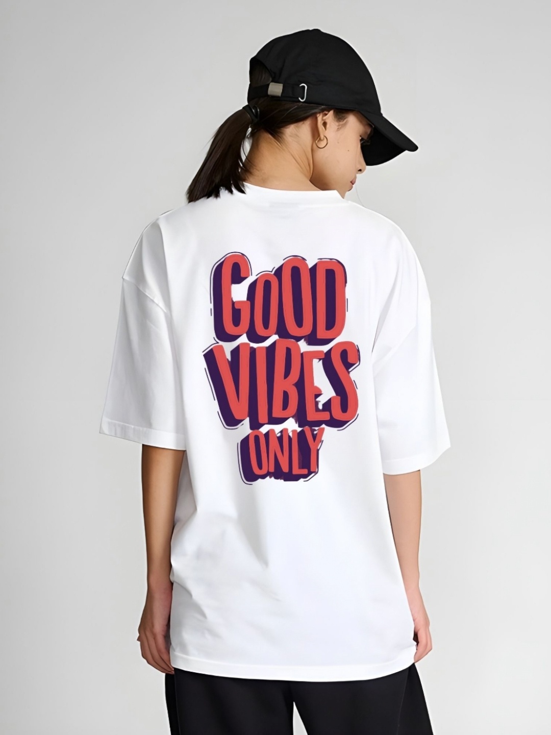 

Moda Rapido Women Typography Printed Round Neck Cotton Oversized T-shirt, White