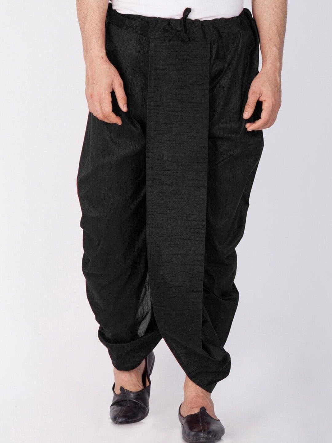 

FANZI Men Ankle-Length Solid Dhoti Pants, Black