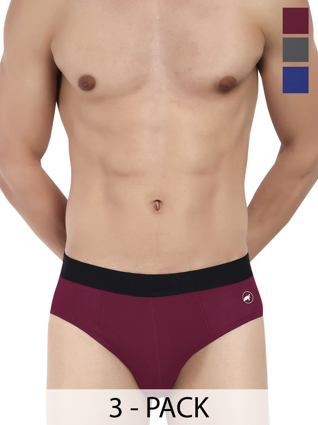 

LOGGERHEAD Pack Of 3 Mid Rise Briefs - LHMB002-E.Blue-Maroon-S.Grey-E.Blue-Maroon-S.Grey
