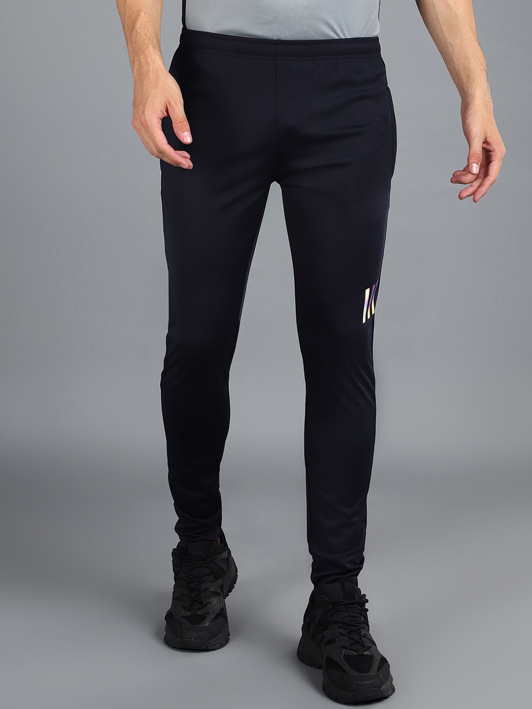

Moda Rapido Men Dry Fit Slim-Fit Mid Rise Track Pants, Navy blue