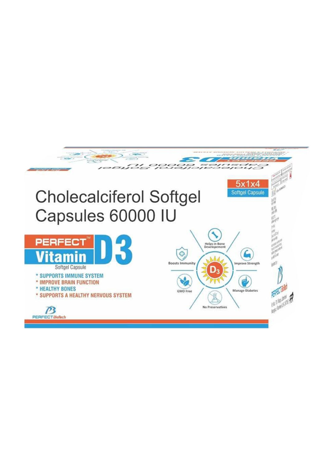 

PERFECT Vitamin D3 Softgel Capsule - 100 Softgel Capsules, Yellow