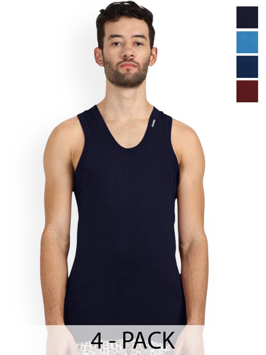 

Rupa Pack Of 4 Cotton Undershirt Vests Frontline-Color-Asst-RN-4-75, Multi