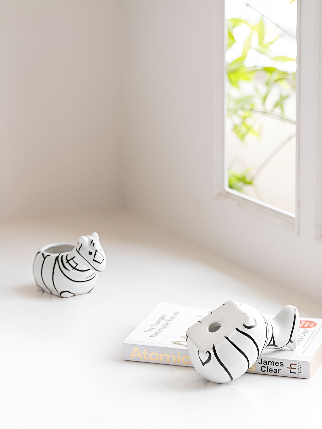 

Claymistry 2 Pieces White & Black Ceramic Zebra Printed Planter