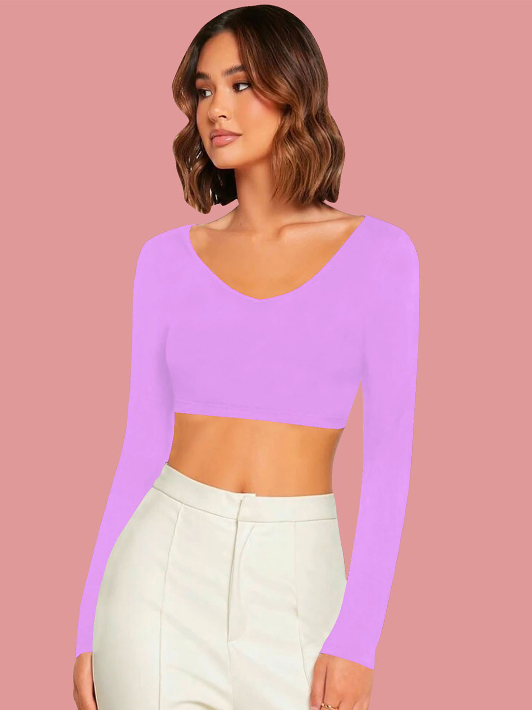 

Dream Beauty Fashion Women Solid V-Neck Top, Lavender