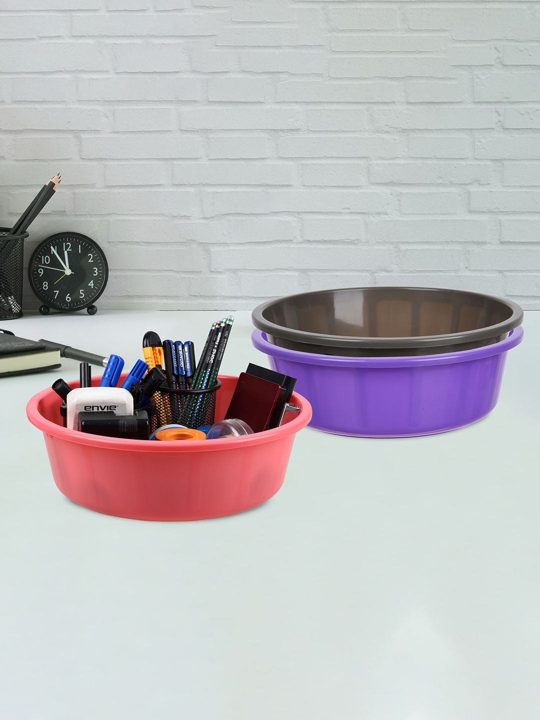 

Kuber Industries Purple & Grey 3 Pieces Multi-Utility Organisers 6 L Each