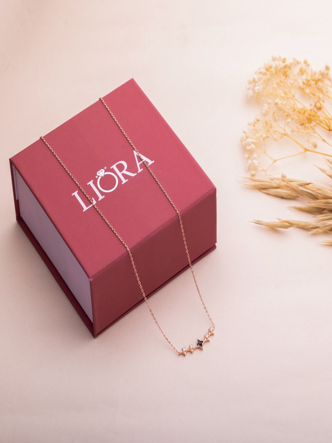 

LIORA 925 Silver Jewellery Sterling Silver Rose Gold-Plated CZ Star Pendant & Chain
