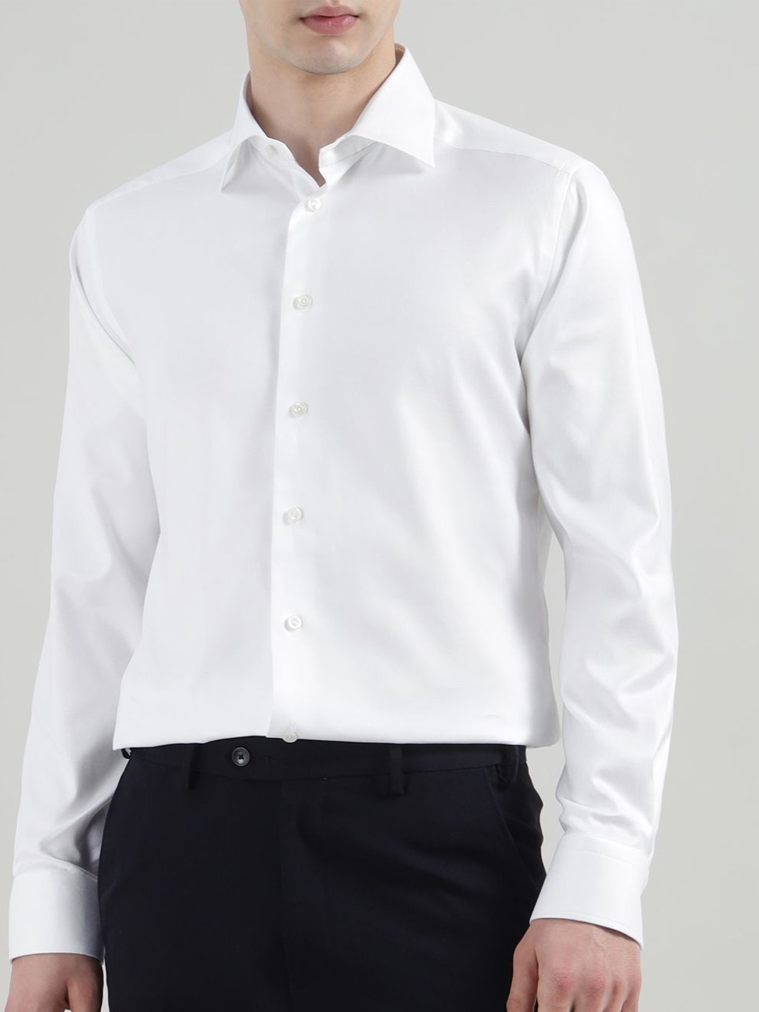 

Eton Men Spread Collar Textured Cotton Formal Shirt, White