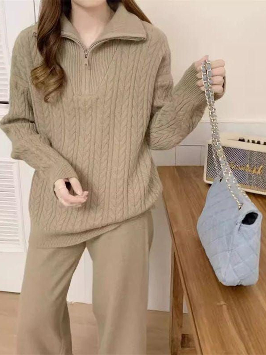

Alamode By Akanksha Brown Paxton Winter Pure Wool Co-Ord Set - Tracksuit