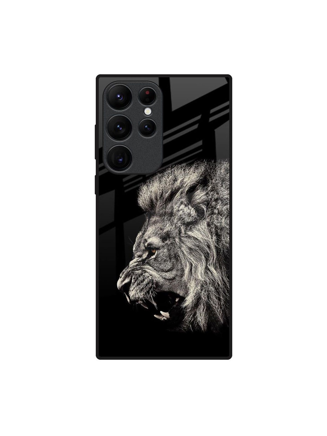

QRIOH Brave Lion Printed Samsung Galaxy S22 Ultra Back Case, Black