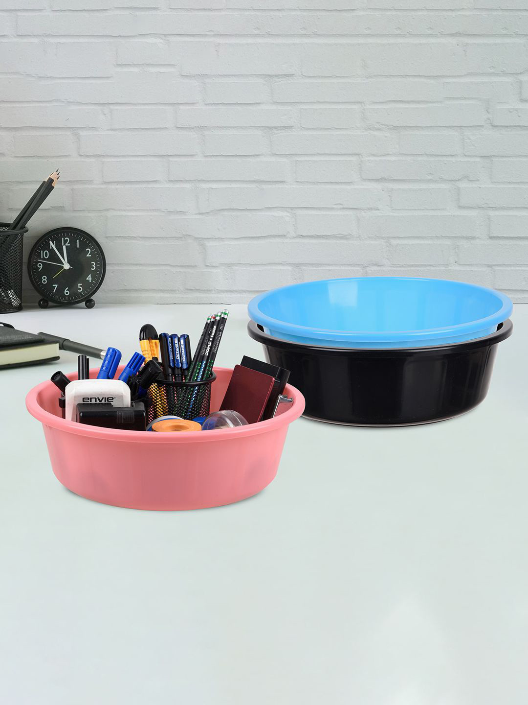 

Kuber Industries Blue and Black 3 Pieces Desk Organisers