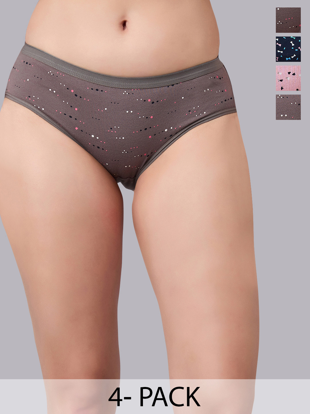 

SIMOH Women Pack Of 4 Assorted Printed Hipster Briefs
