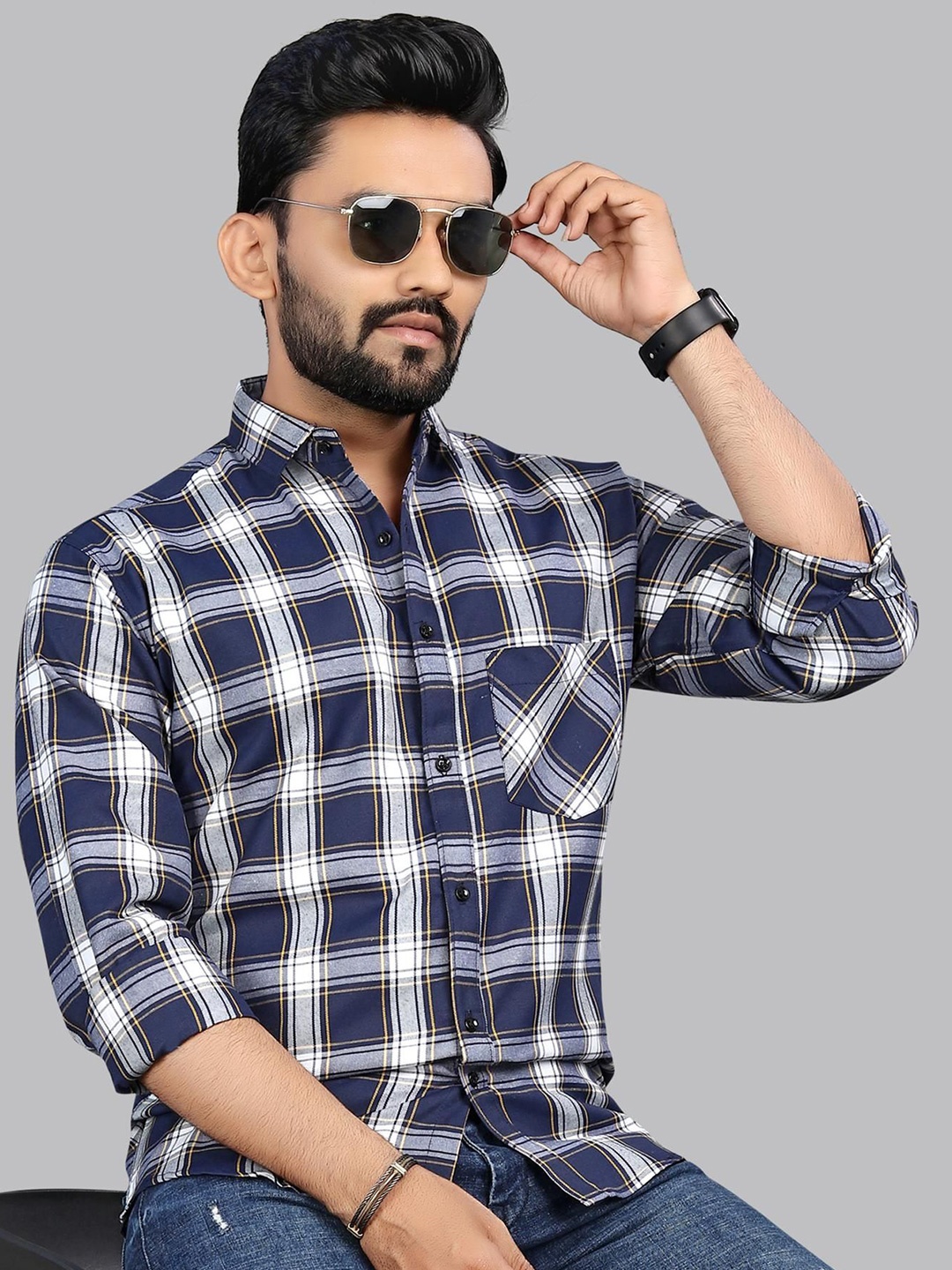 

Moda Rapido Men Classic Tartan Checks Opaque Checked Casual Shirt, Multi