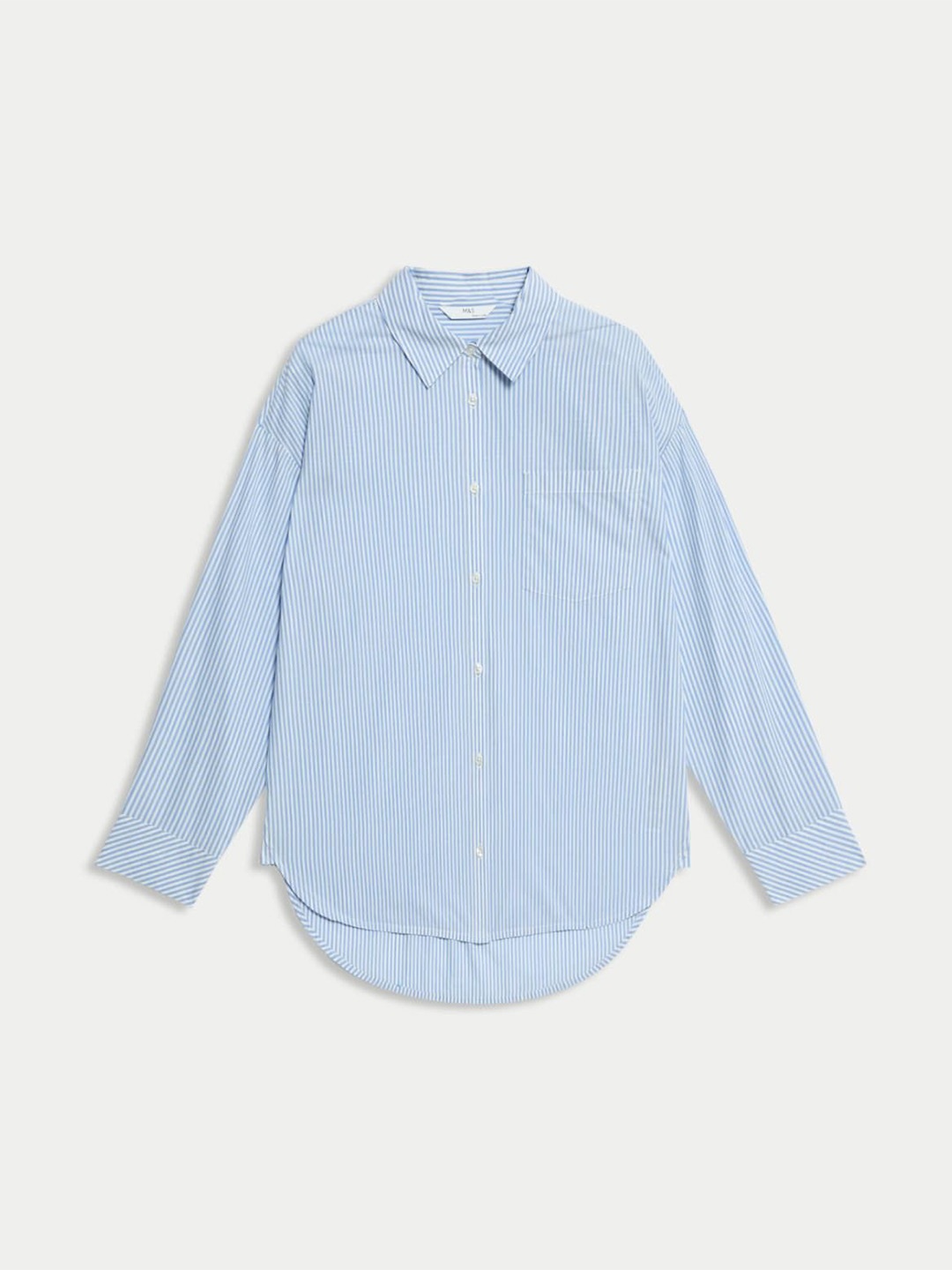 

Marks & Spencer Girls Spread Collar Vertical Striped Cotton Casual Shirt, Blue