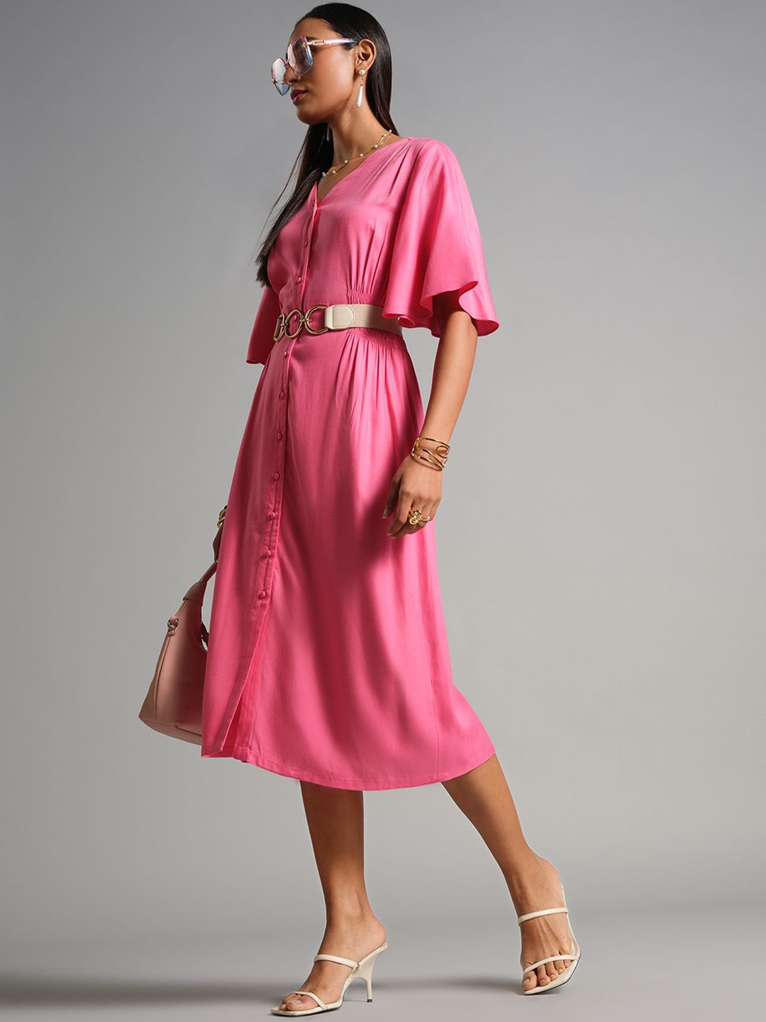 

AND Women A-Line Midi Dress, Pink