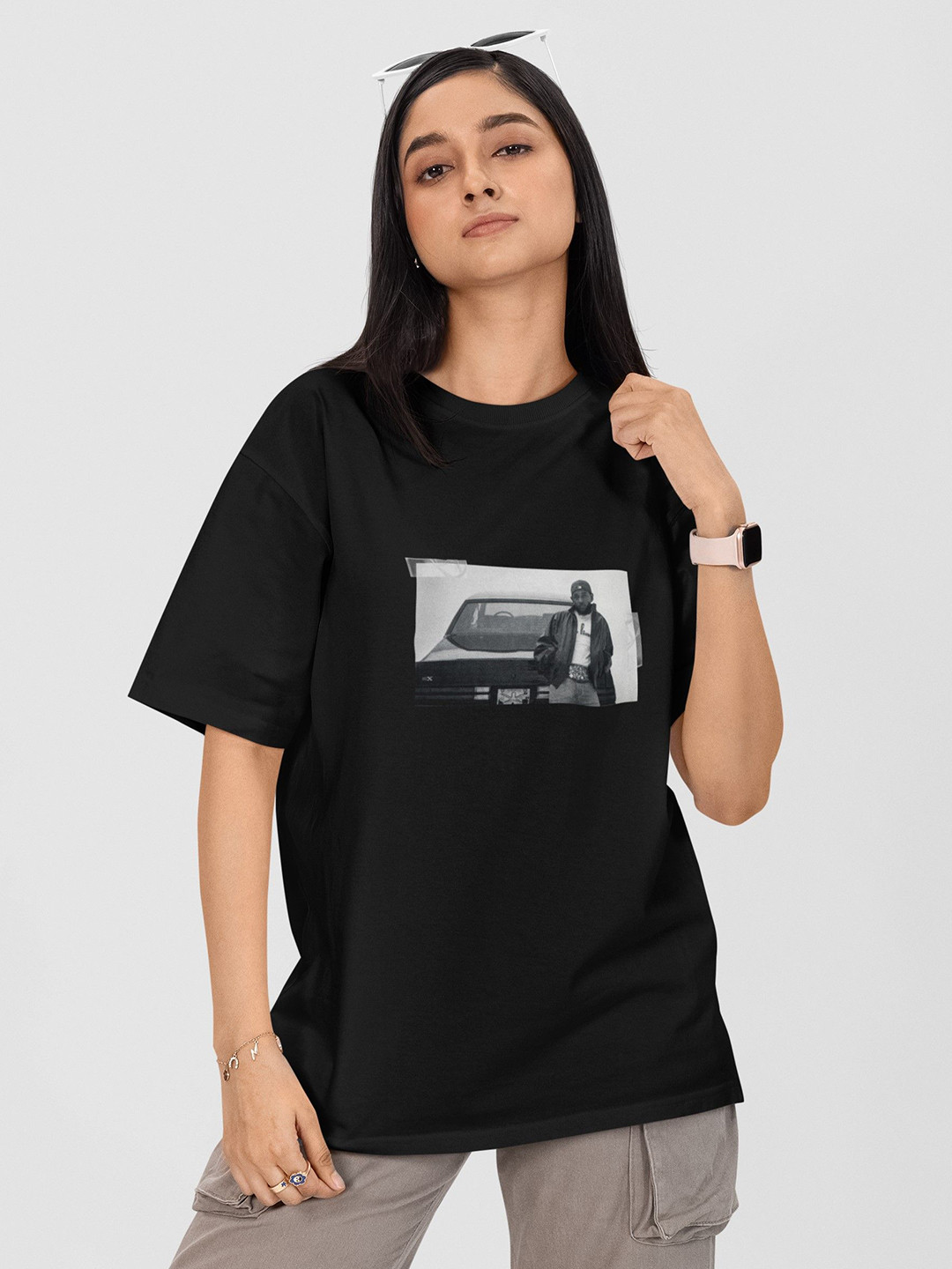 

TheBTclub Men LAMAR Activchill Photographic Printed Round Neck Cotton Relaxed Fit T-shirt, Black