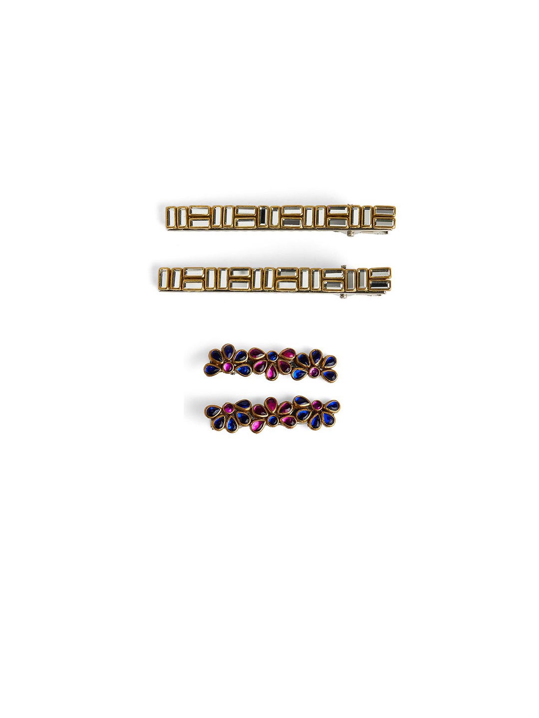 

RIBBON CANDY Set of 2 Girls Kundan Studded Hair Accessories, Multi