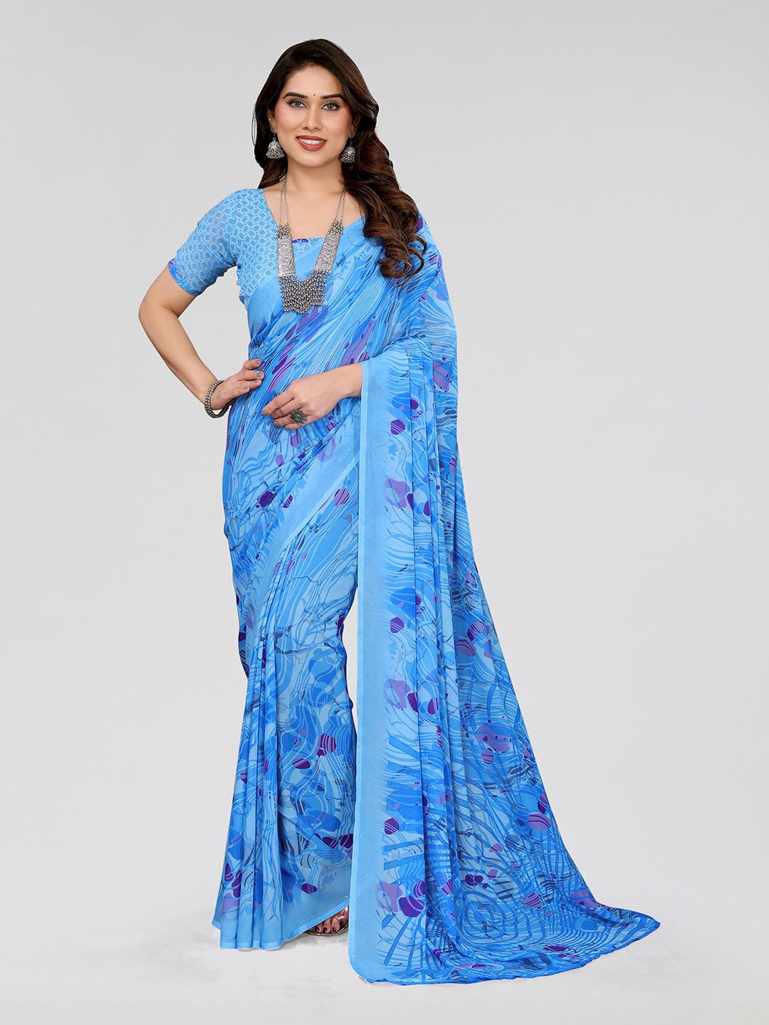 

Moda Rapido Ethnic Motifs Printed Saree, Blue