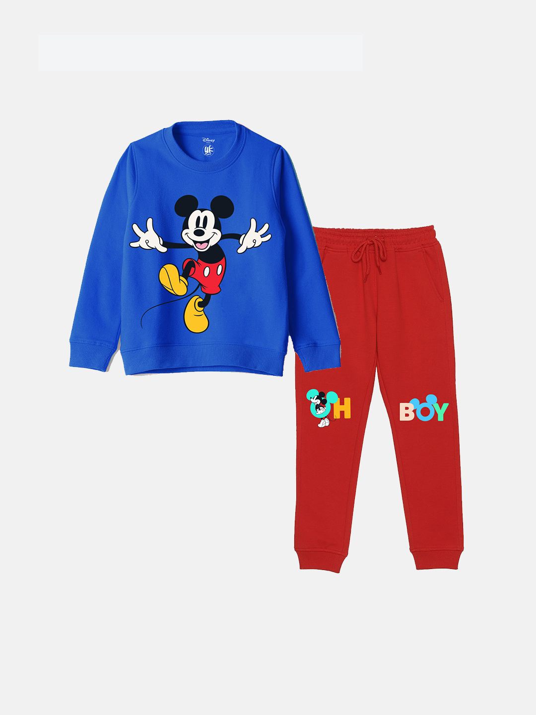 

YK Disney Girls Mickey Mouse Printed Round Neck Sweatshirt With Jogger, Blue