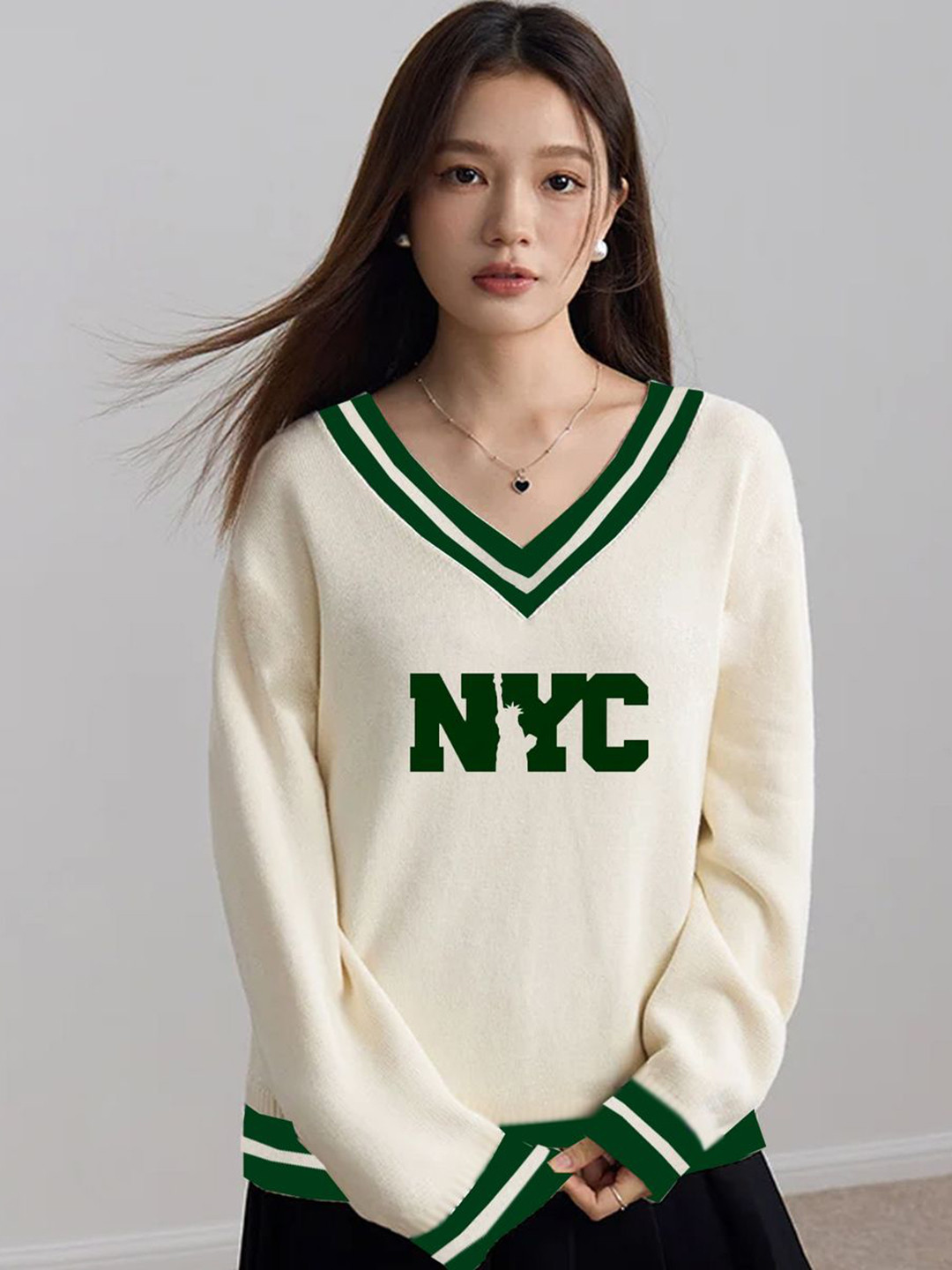 

Moda Rapido Women Varsity Printed Sweatshirt, Off white